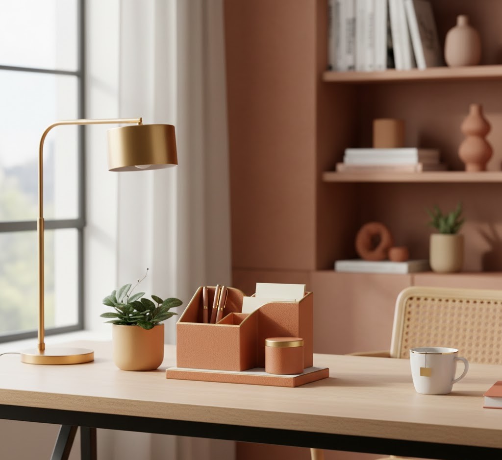 Stylish organized desk setup